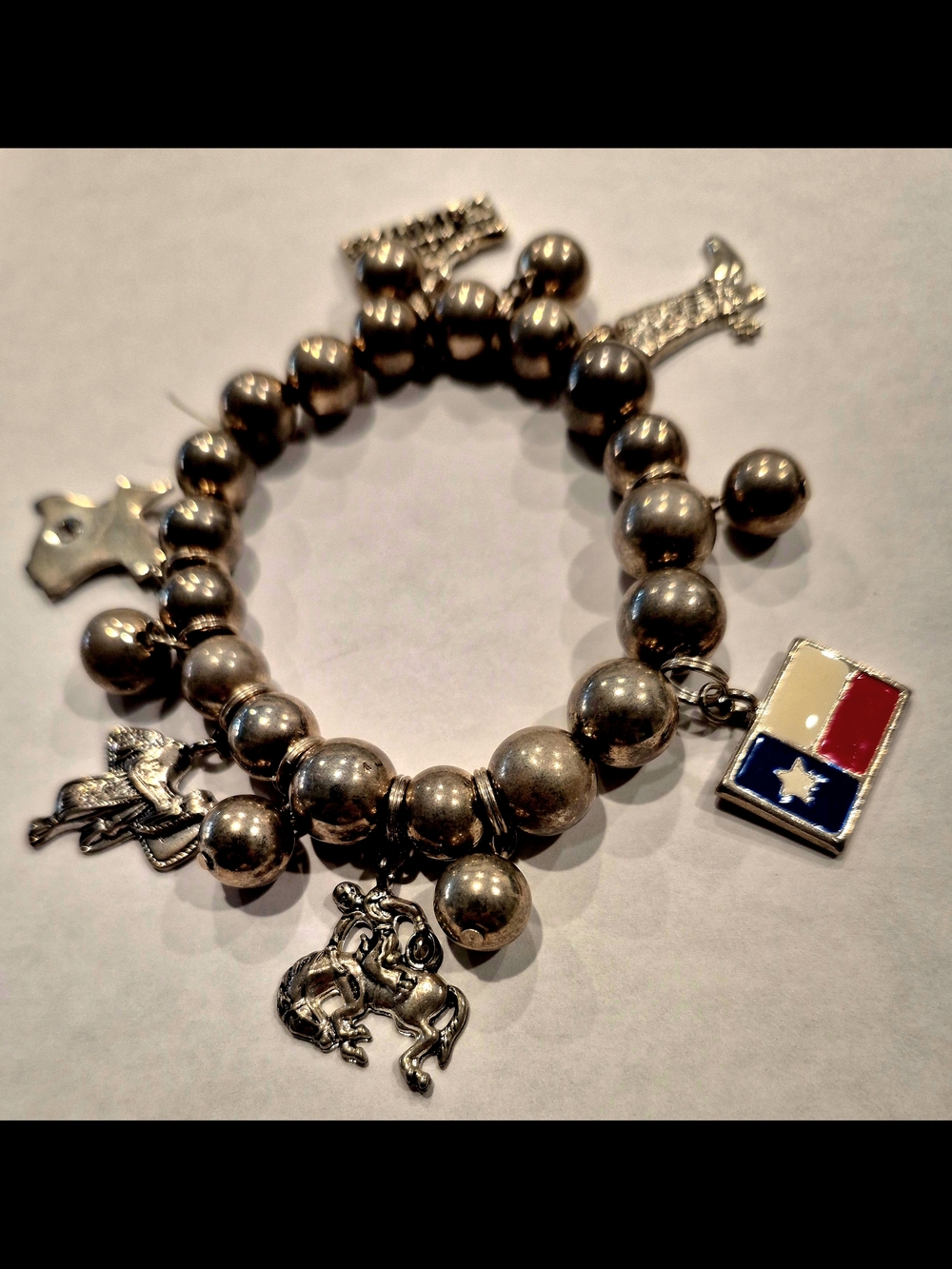 Silver-Tone Texas Charm Beaded Bracelet